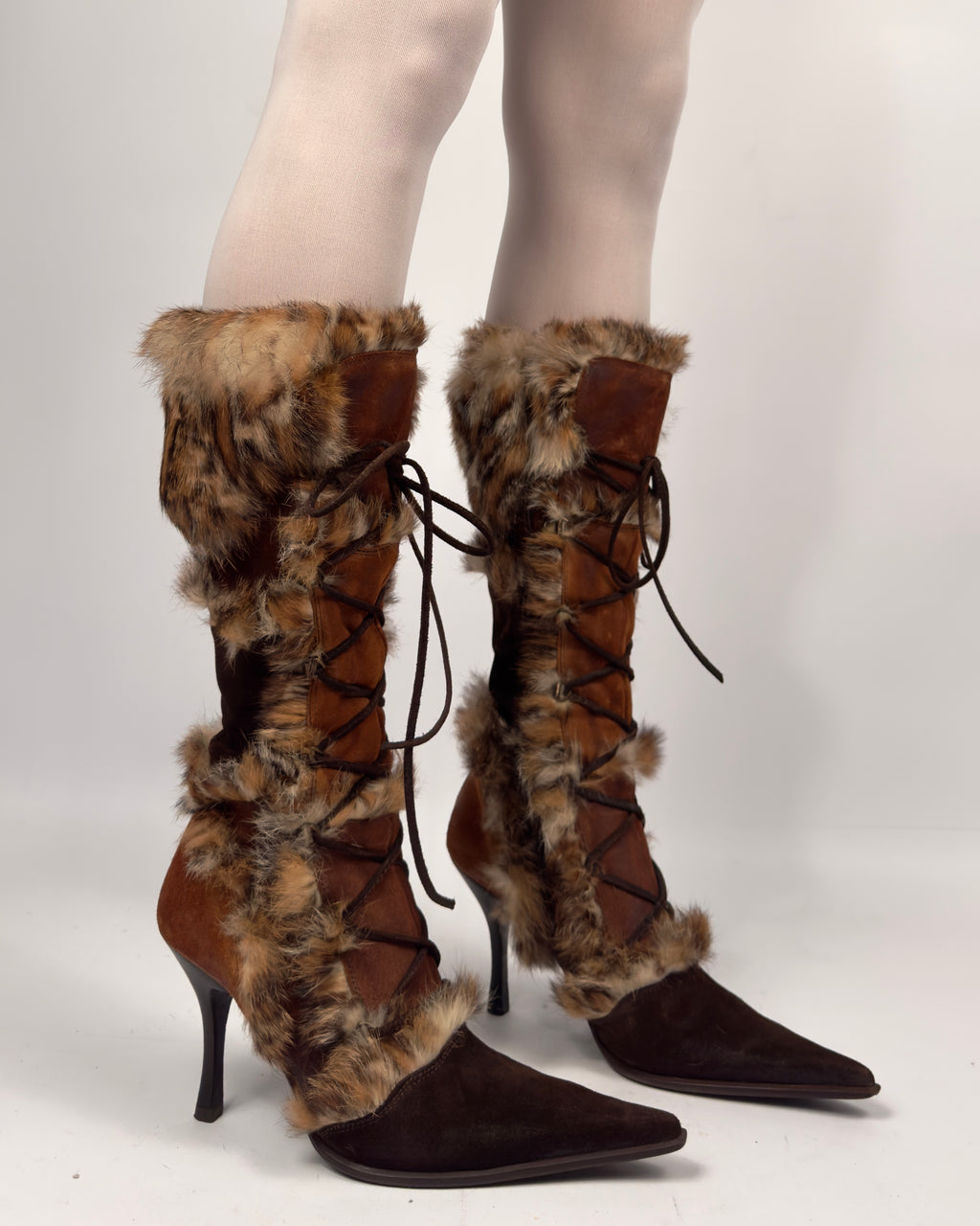El Dante’s Couture Vintage Fur Boots — 38