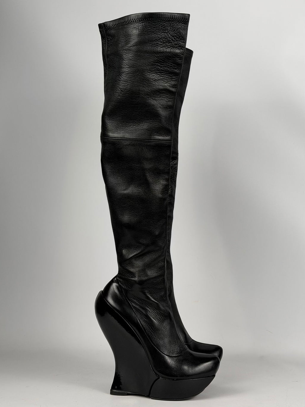Celine FW 2008 Over the Knee Leather Wedge Boots — 36