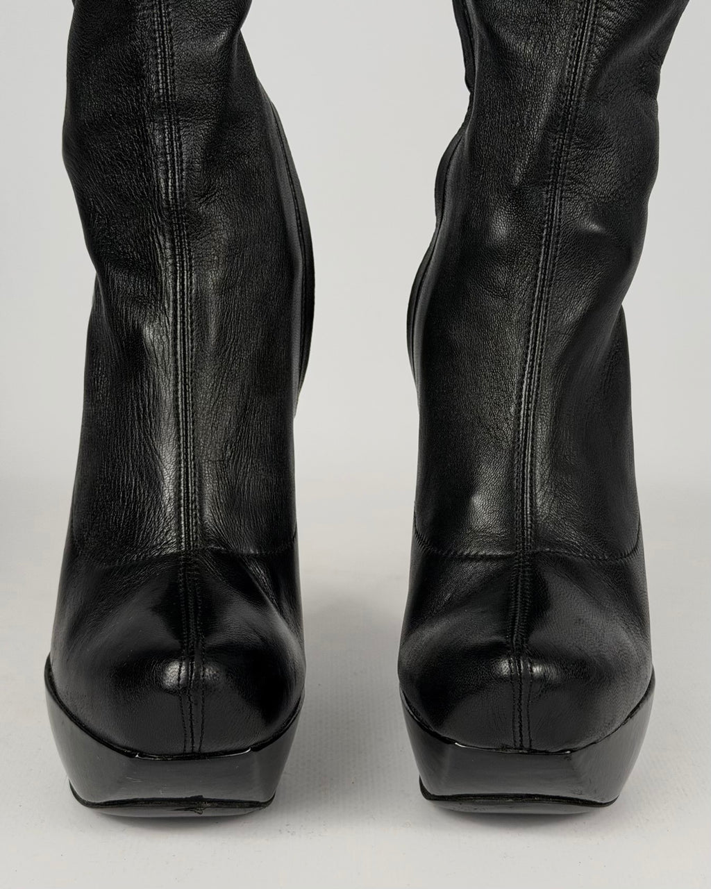 Celine FW 2008 Over the Knee Leather Wedge Boots — 36