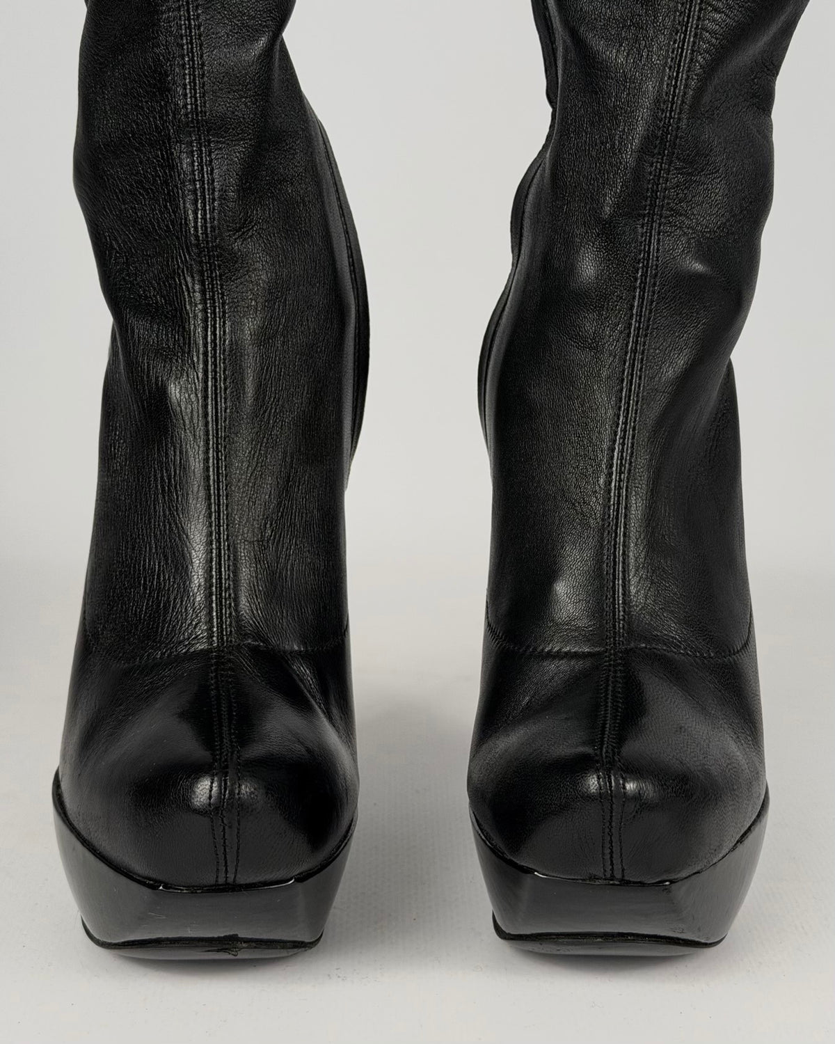 Celine FW 2008 Over the Knee Leather Wedge Boots — 36
