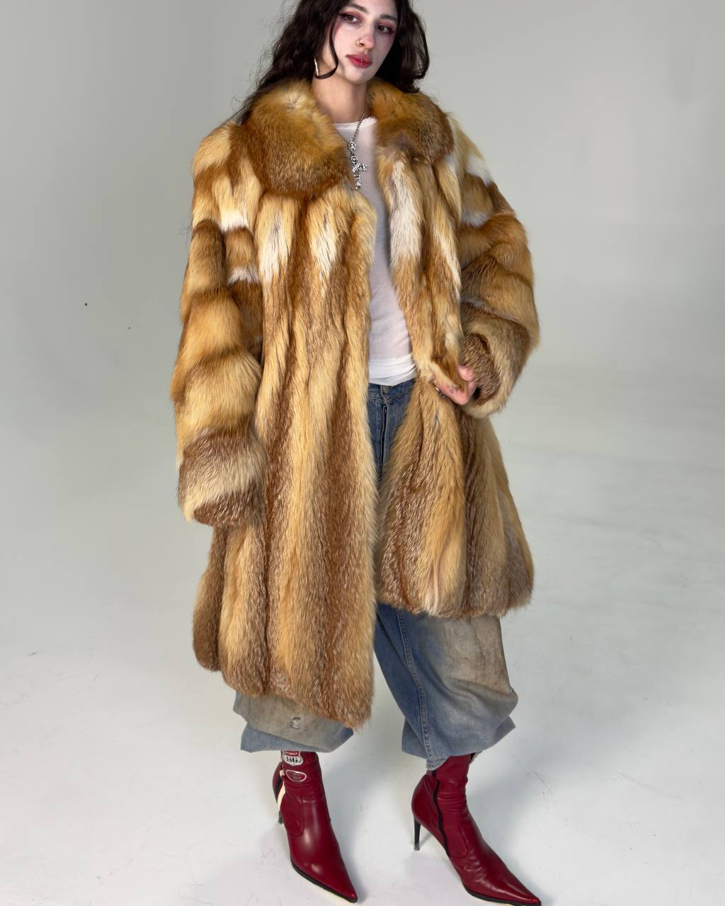 Vintage Red Fox Fur Coat