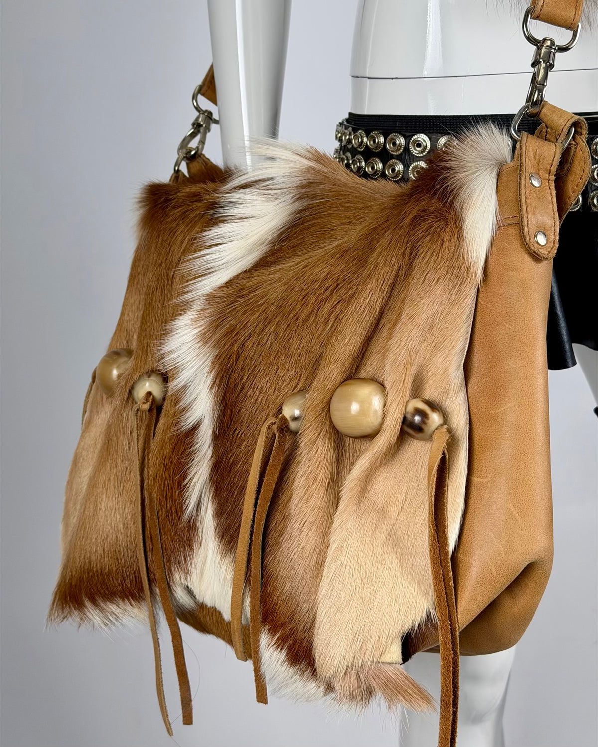 Vintage Cowhide Mohawk Fur Leather Bag