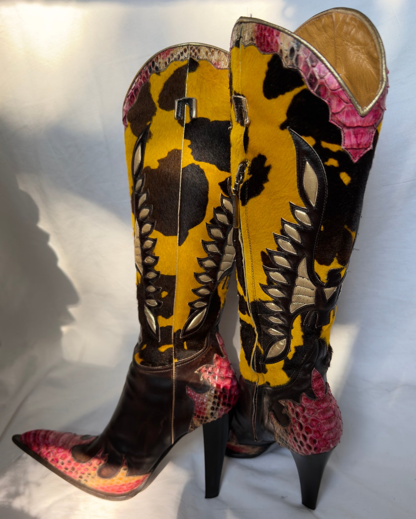 Gianmarco Lorenzi Western Pony Hair Boots — 39