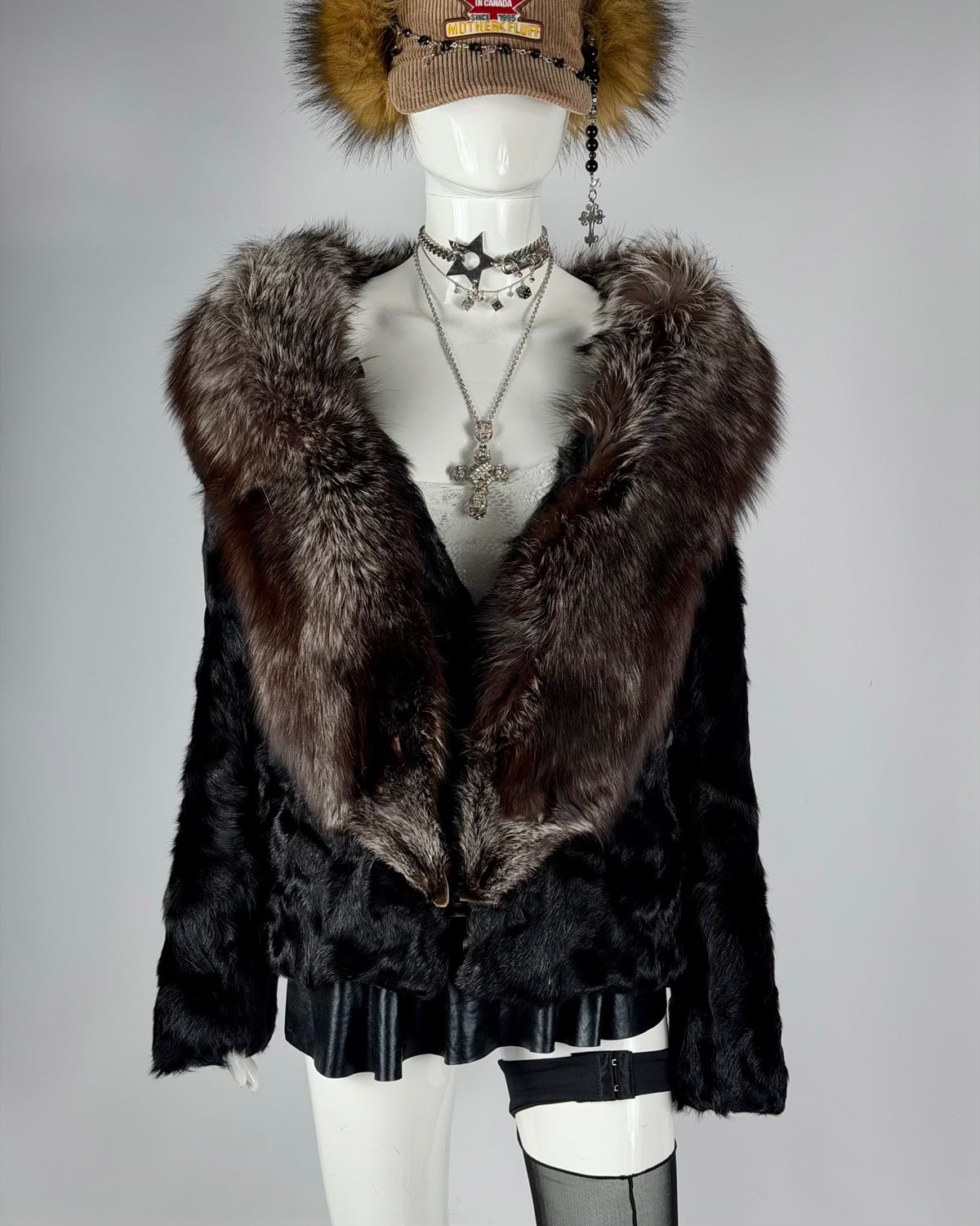 Vintage Fur Leather Jacket — M