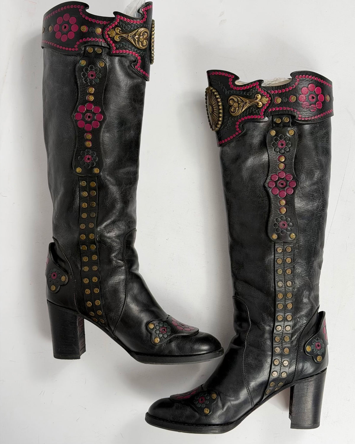 Anna Sui Vintage Leather Cowboy Boots — 37
