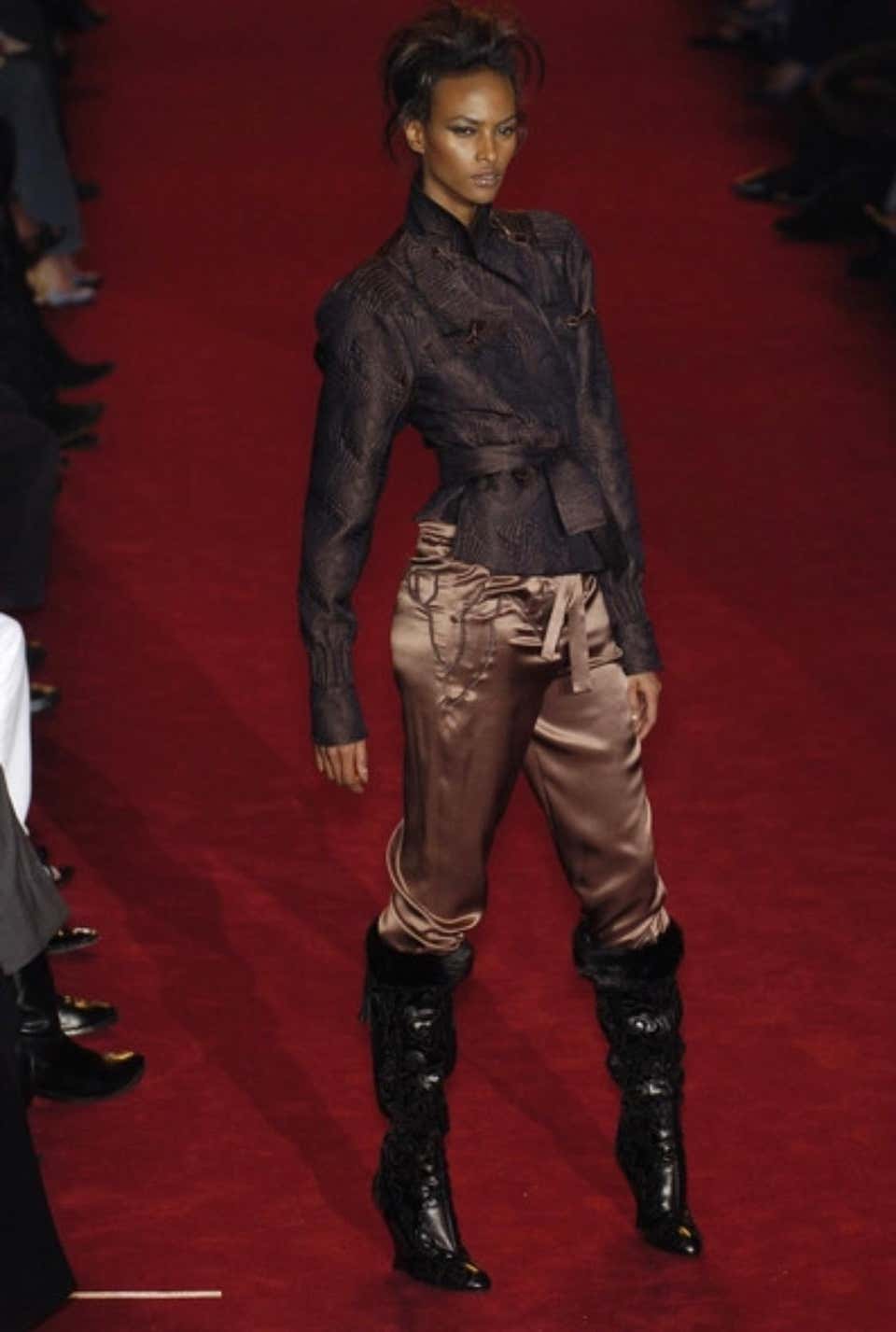 Yves Saint Laurent by Tom Ford F/W 2004 Chinoiserie Fur Wedge Boots — 37