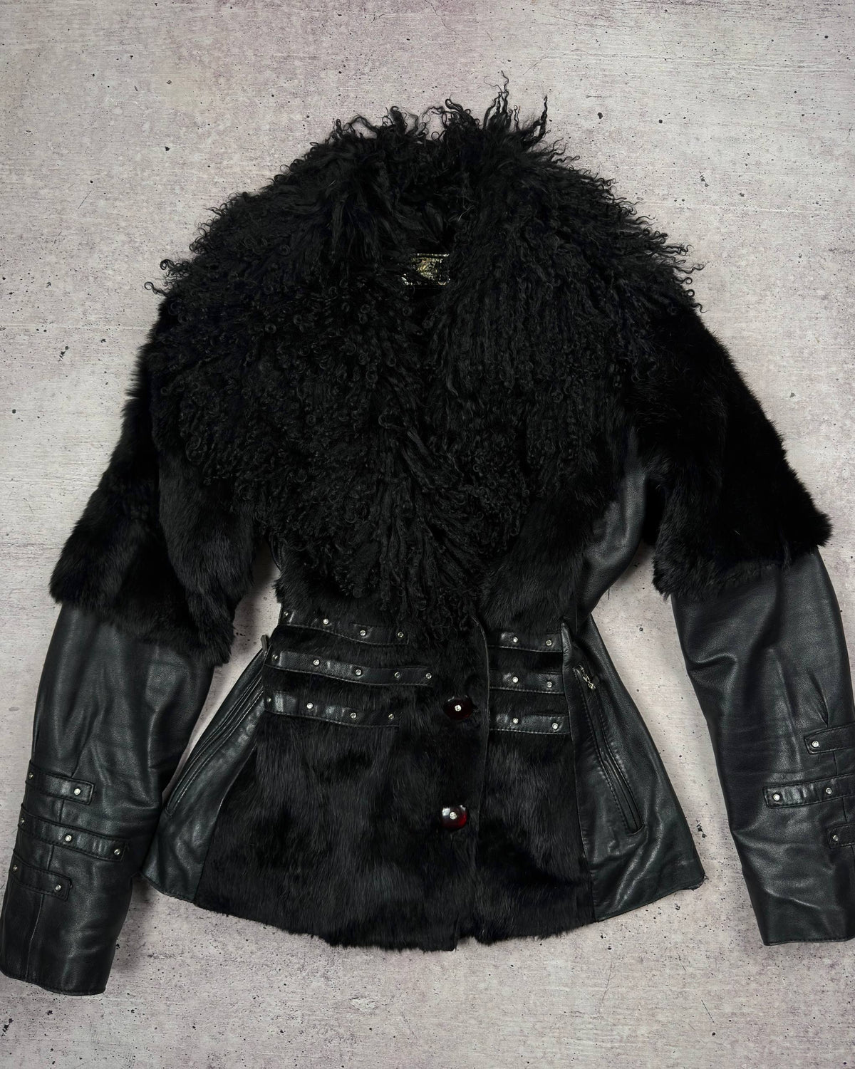 Vintage Fur Leather Jacket — M