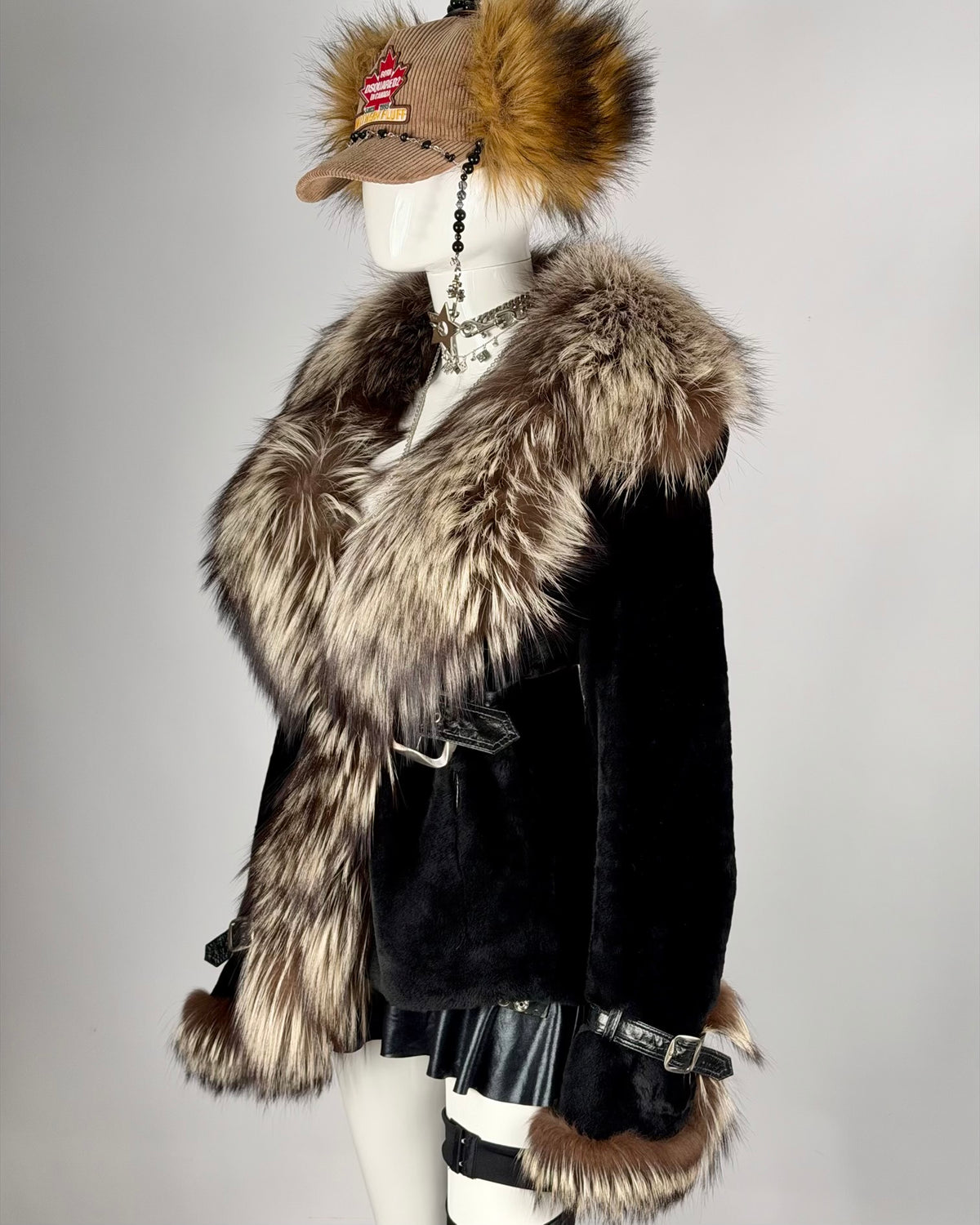 Vintage Fur Leather Jacket — M/L
