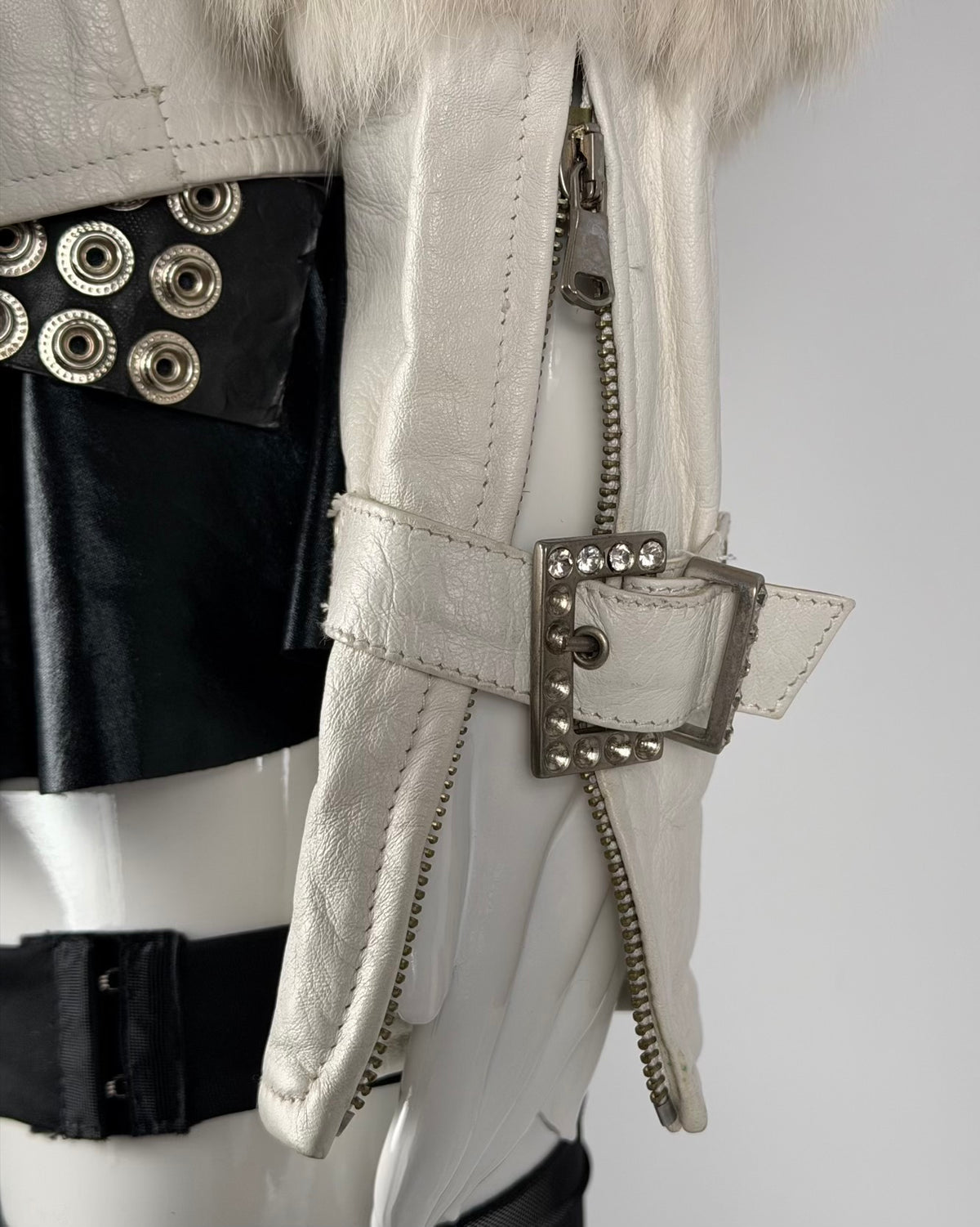 Vintage Fur Leather Jacket — M