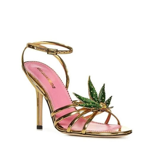 Dsquared2 Marija Leaf Gold Strap Sandals SS05 reissue for SS24