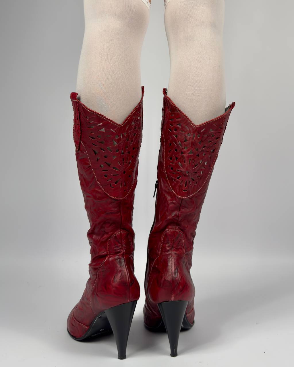 Vintage Leather Red Boots — 40