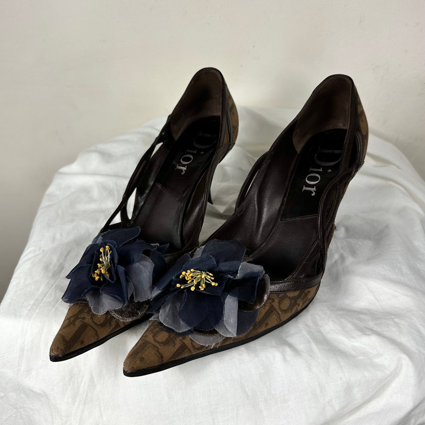 Dior Vintage Flower Monogram Heels 39/39.5