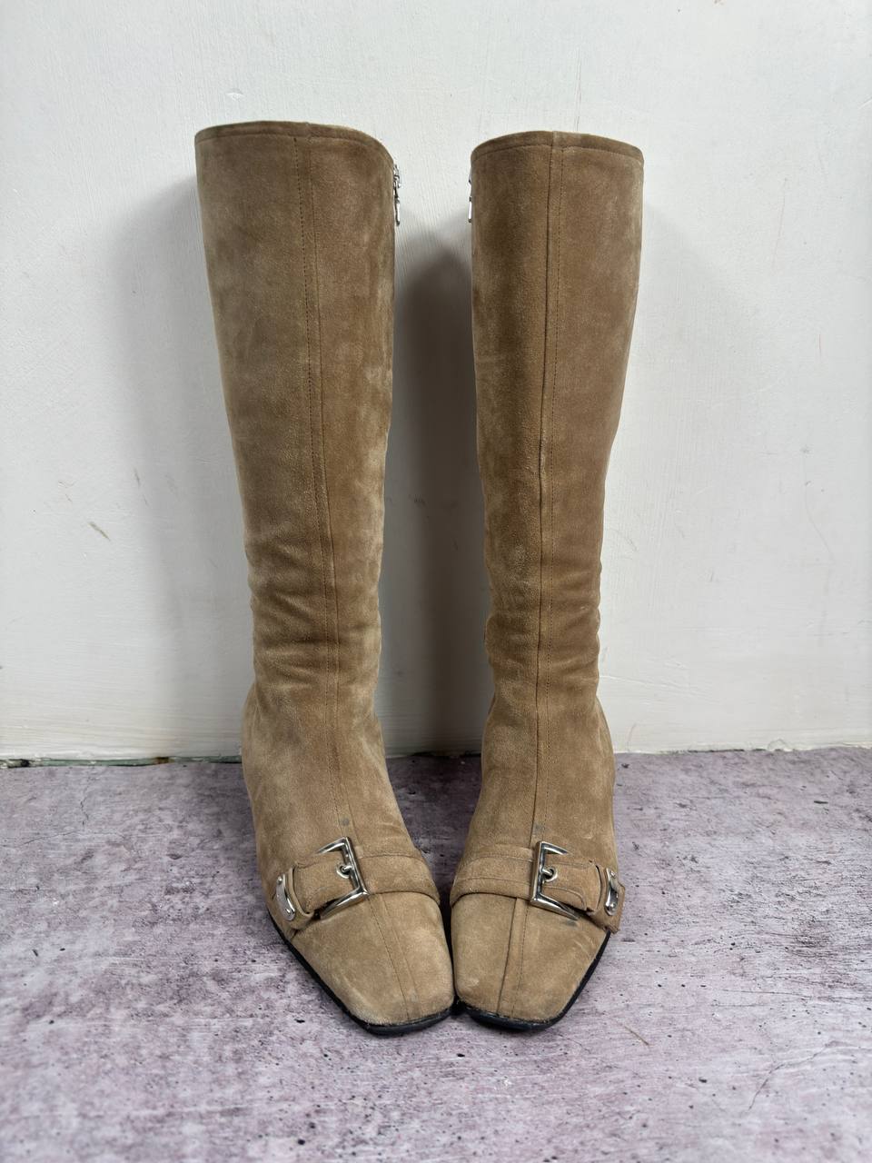 Prada Vintage Suede Boots Kitten Heels 37/38