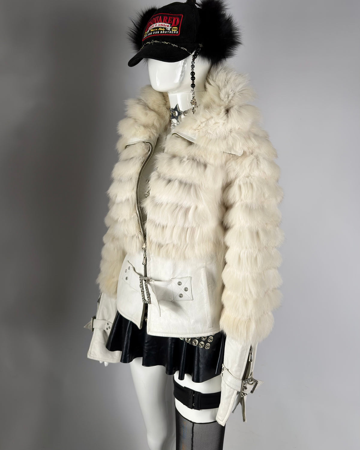Vintage Fur Leather Jacket — M