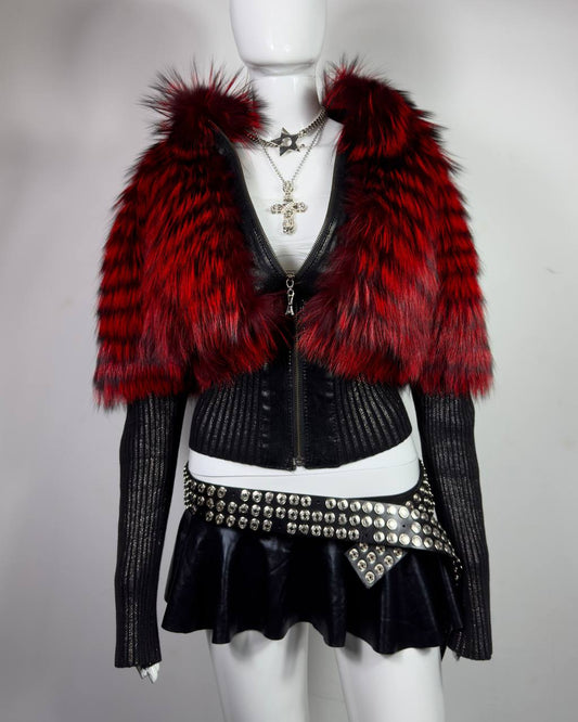 Vintage Fur Leather Sweater Jacket