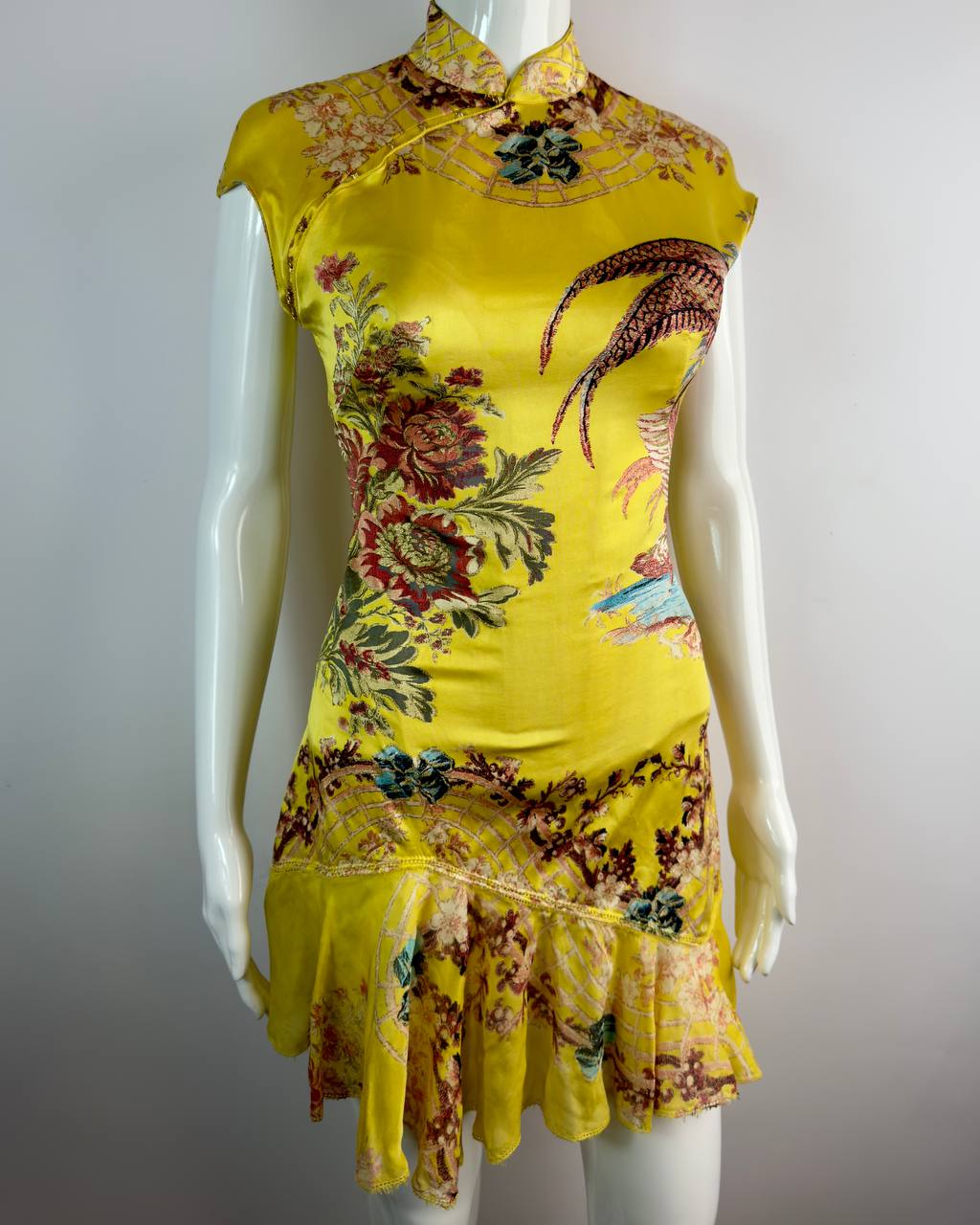 Roberto Cavalli S/S 2003 Iconic Chinoiserie Mini Silk Corset Dress