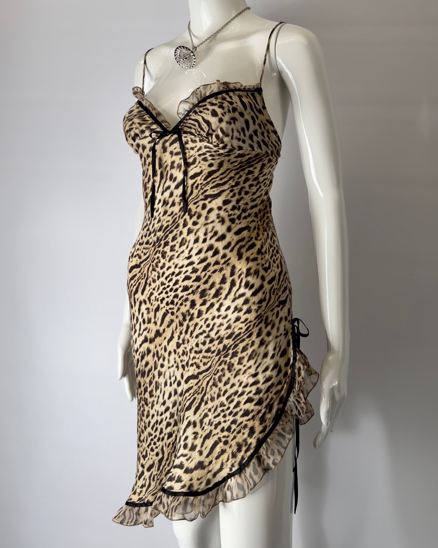 Roberto Cavalli early 2000s Leopard Silk Mini Dress
