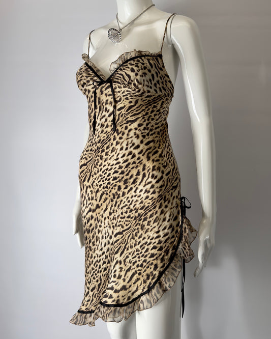 Roberto Cavalli early 2000s Leopard Silk Mini Dress