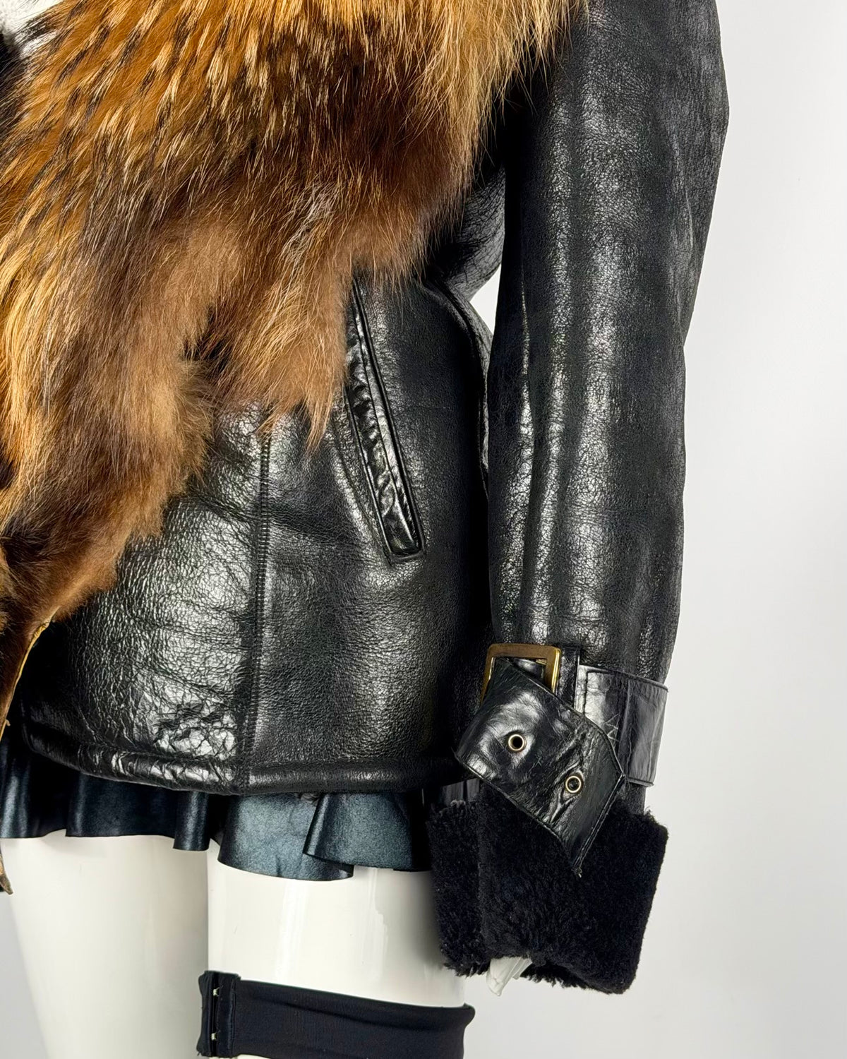 Vintage Fur Leather Jacket — M/L