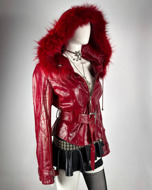Vintage Fur Leather Jacket — M
