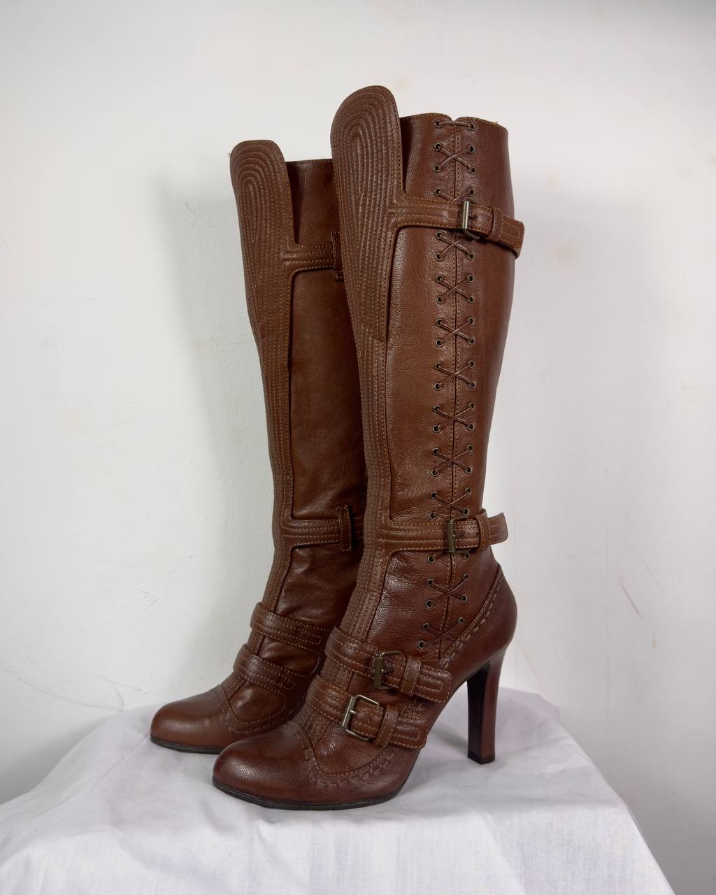 Alexander McQueen Pirate Vintage Brown Leather Boots 38