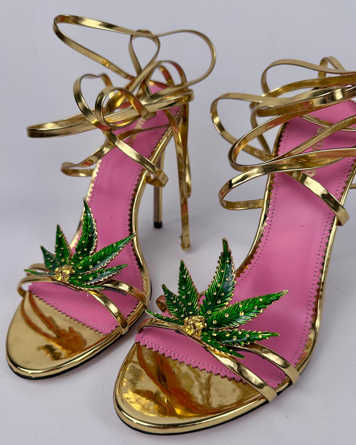 Dsquared2 Marija Leaf Gold Strap Sandals SS05 reissue for SS24 — 40/41