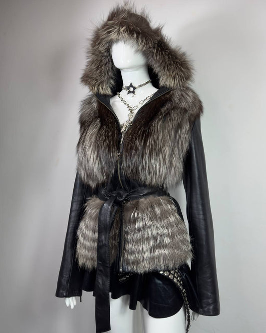 Vintage Leather Fur Jacket S-L