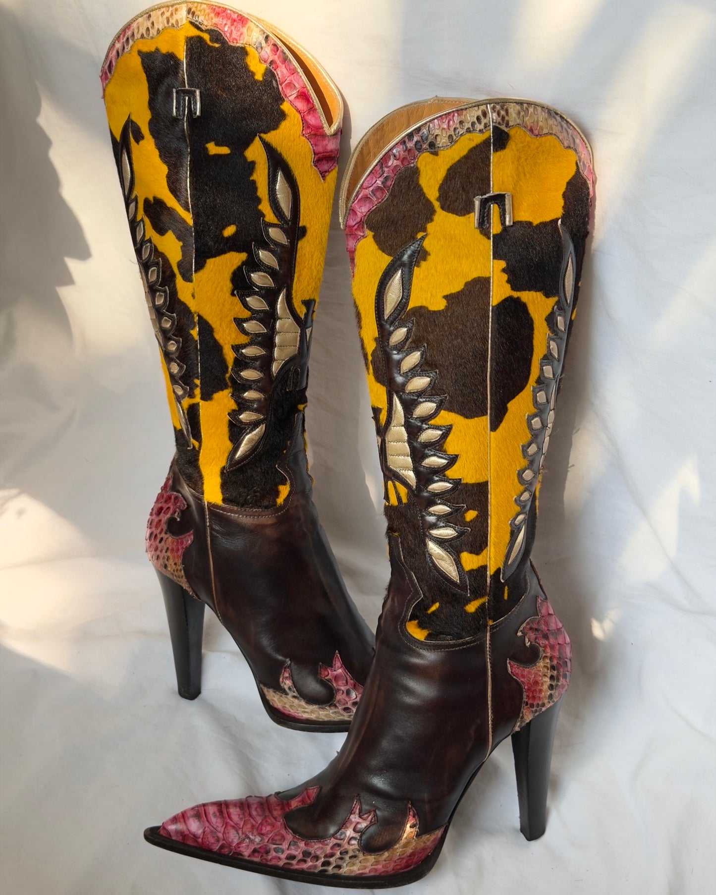 Gianmarco Lorenzi Western Pony Hair Boots — 39