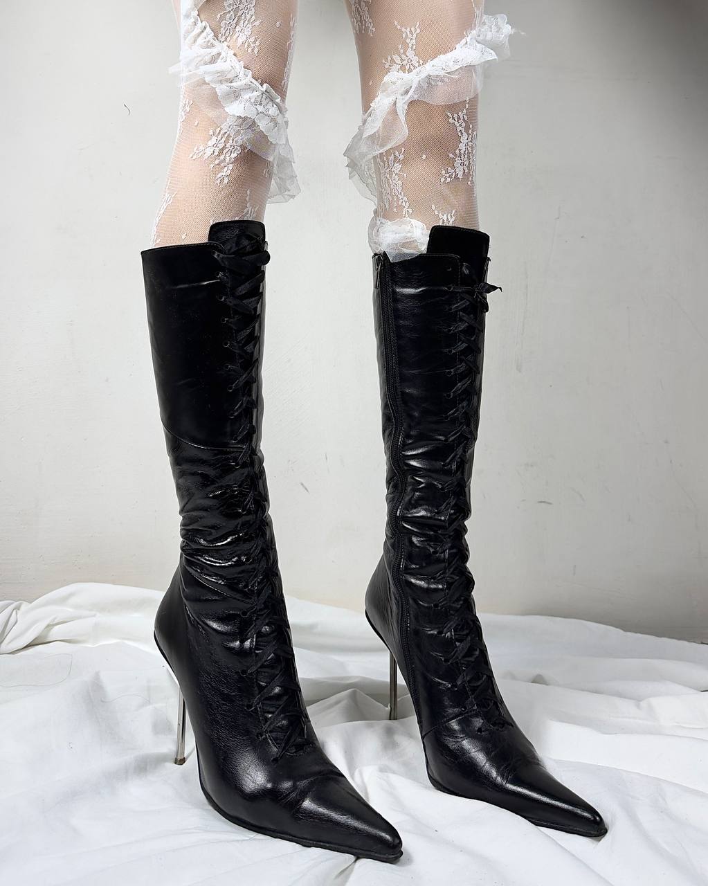 Vintage Lace Up Leather Boots 37/38