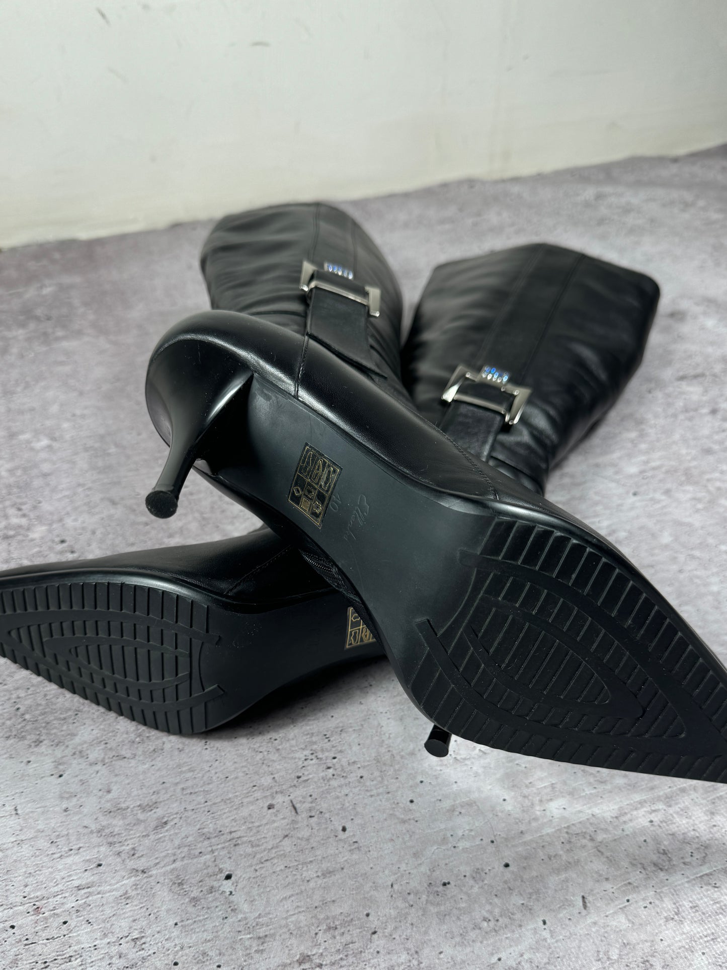 Vintage Black Classic Leather Boots 40/40.5