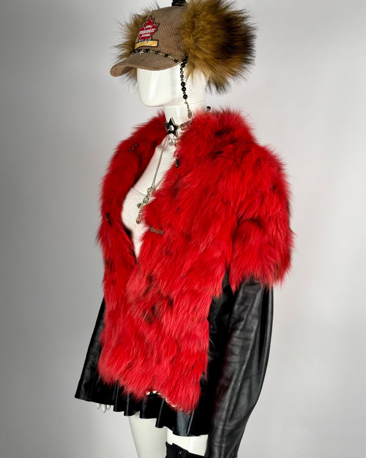Vintage Fur Leather Jacket — M/L