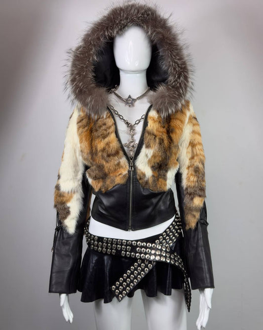 Vintage Fur Leather Jacket XS-M