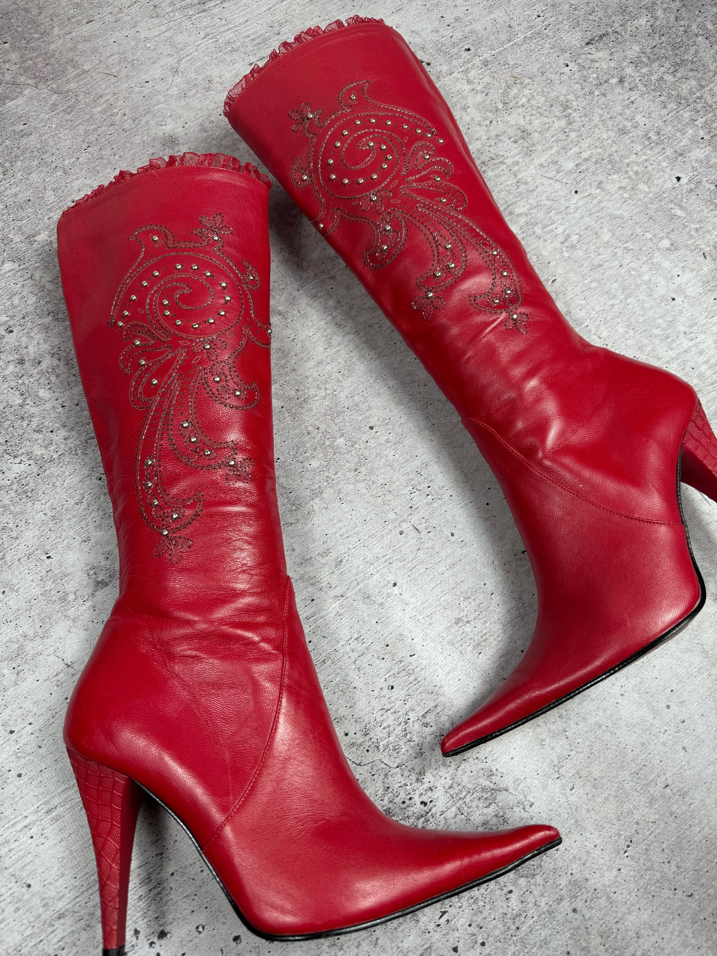 Vintage Italian Ferde Red Leather Boots 36.5/37