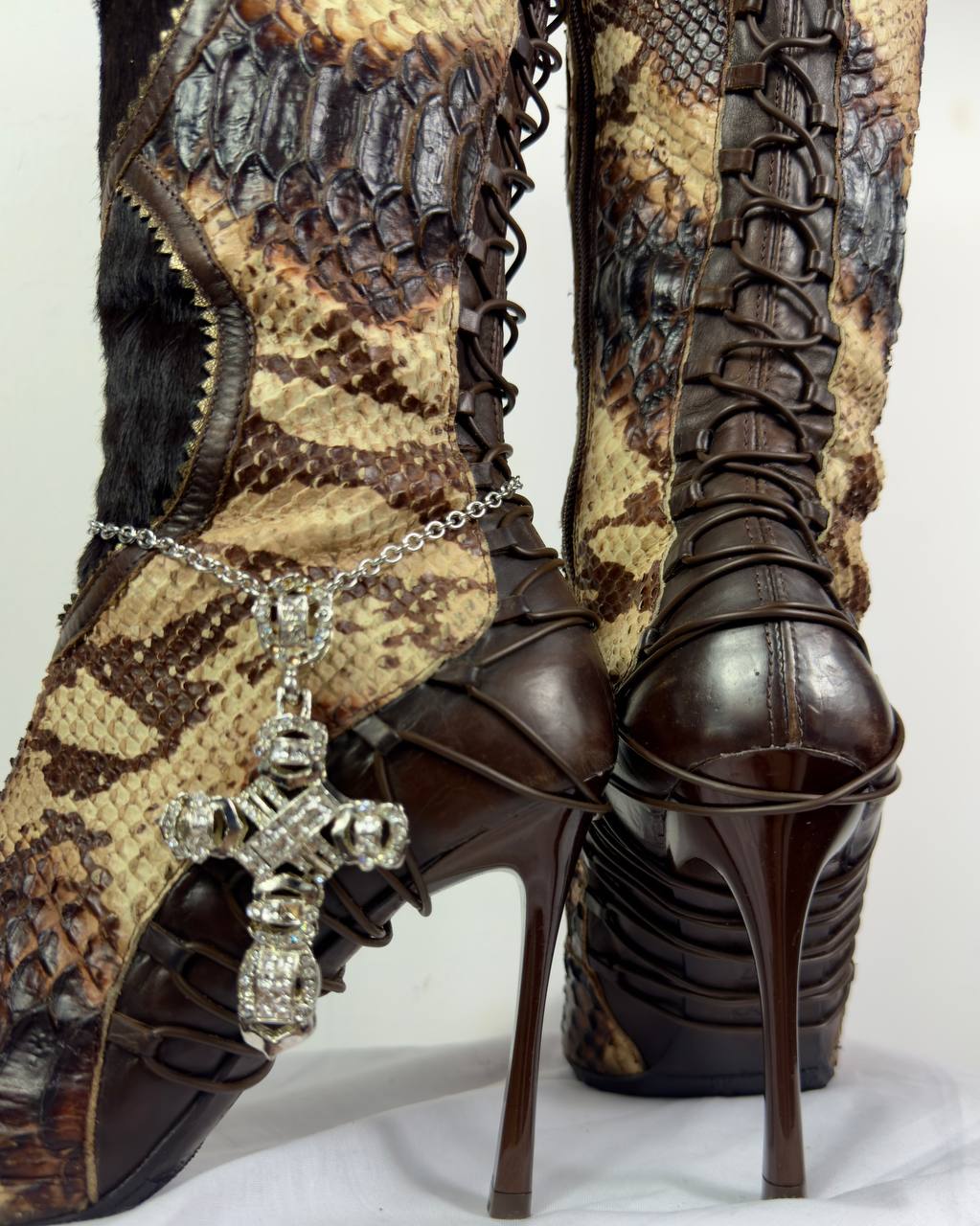 Vintage Corset Lace Up Back Boots 37/37.5