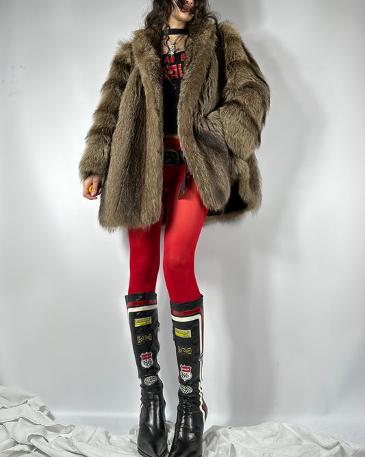 YSL Vintage Yves Saint Laurent Racoon Fur Coat
