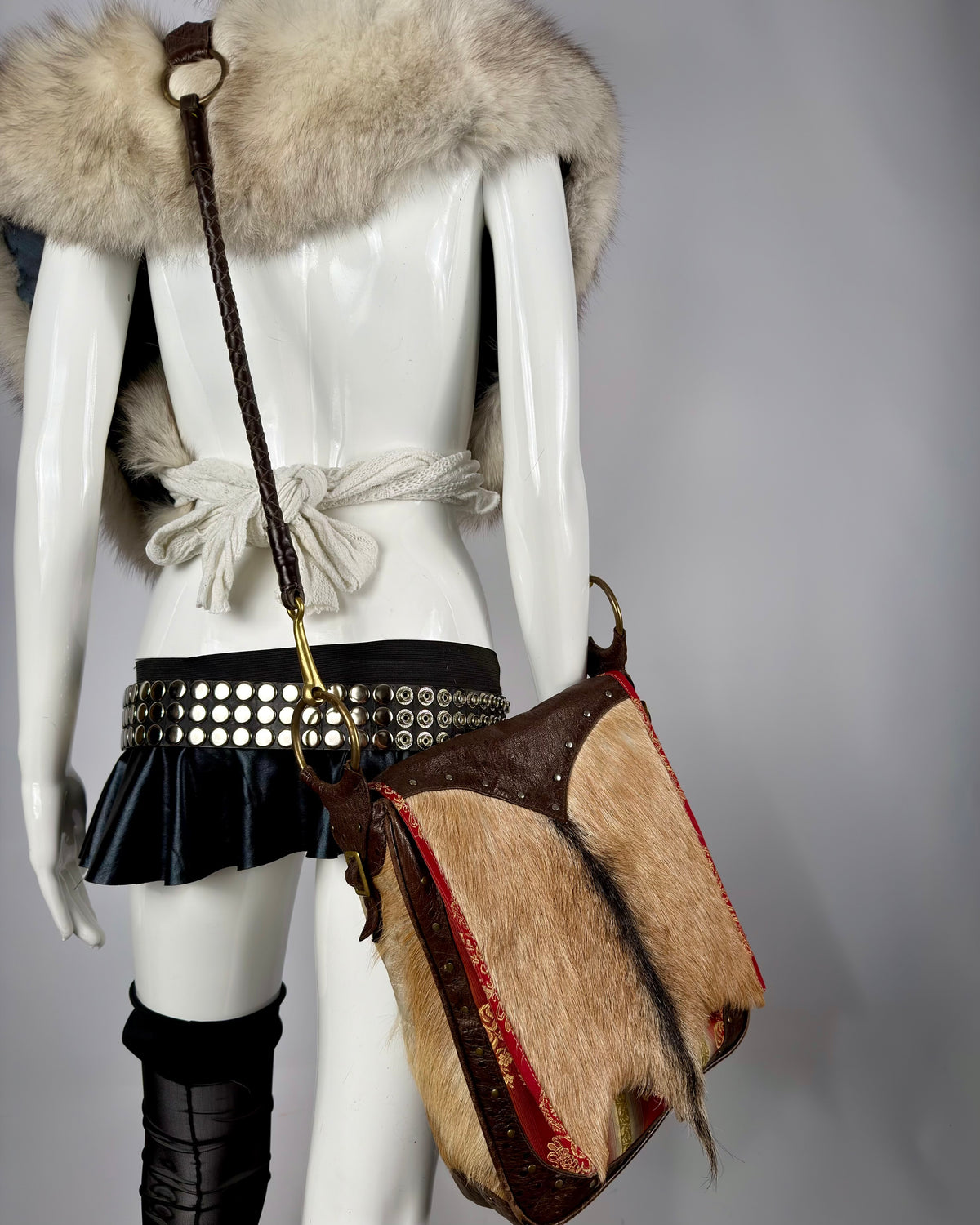 Vintage Fur Leather Cowhide Bag