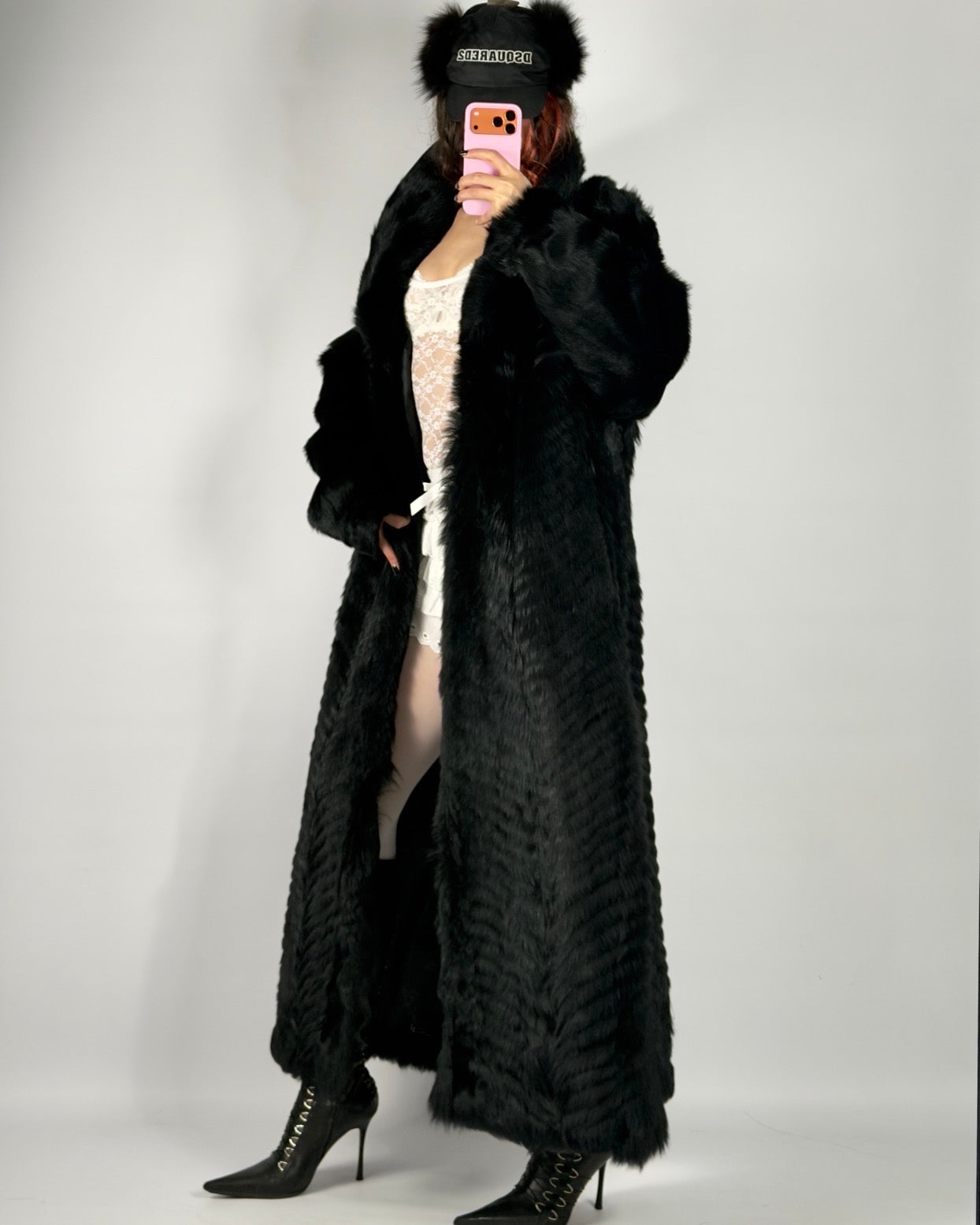 Vintage Long Black Fur Coat — S/L