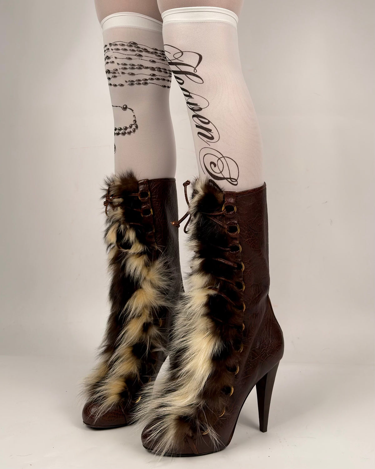 Roberto Cavalli Vintage Leather Fur Boots — 39