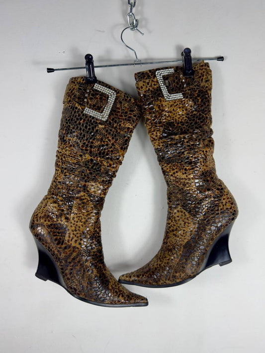 Vintage Wedge Italian Tiger Heels 36/36.5