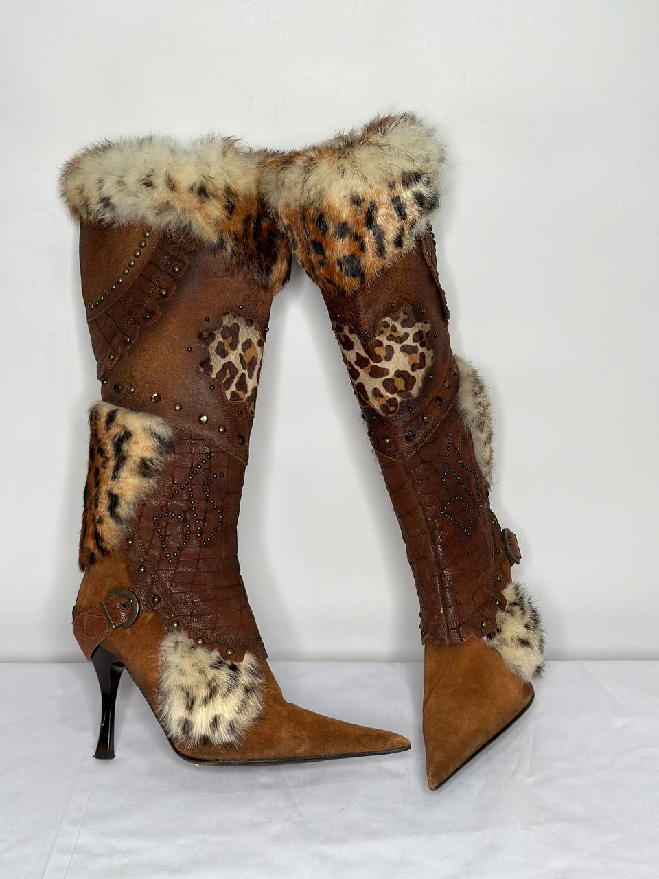 El Dantes Couture Vintage Fur Heel Boots — 37