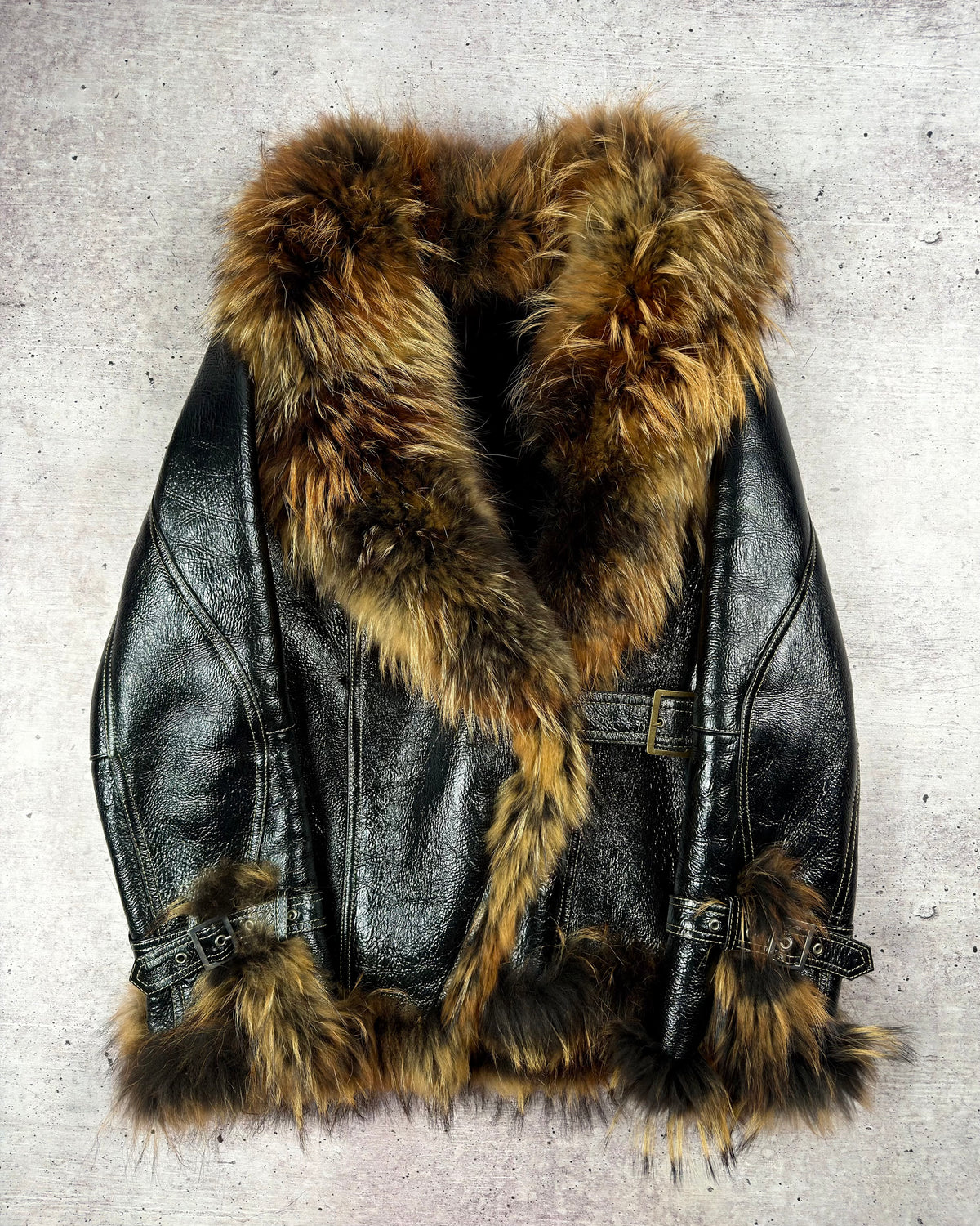 Vintage Fur Shearling Leather Jacket — L