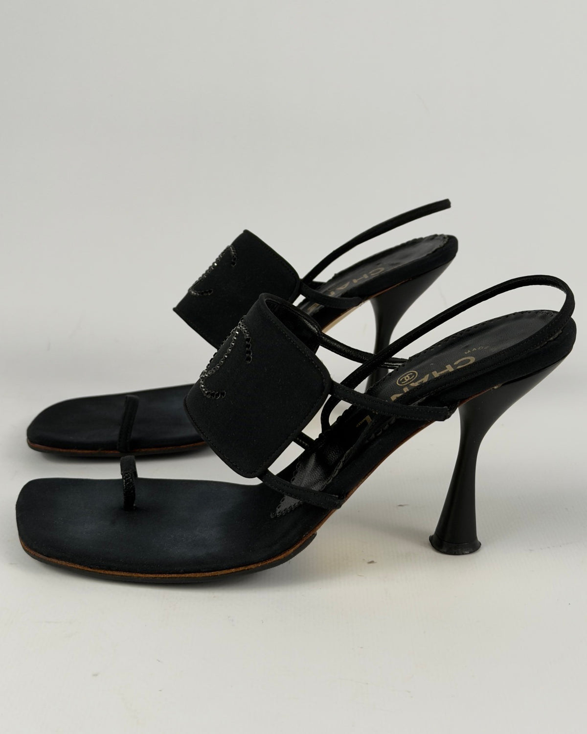 Chanel Cruise 2001 Crystal Logo Slingback Heels — 39/40