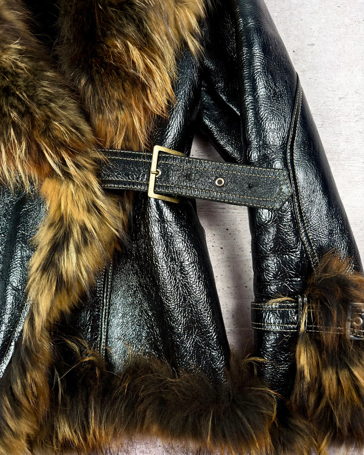 Vintage Fur Shearling Leather Jacket — L