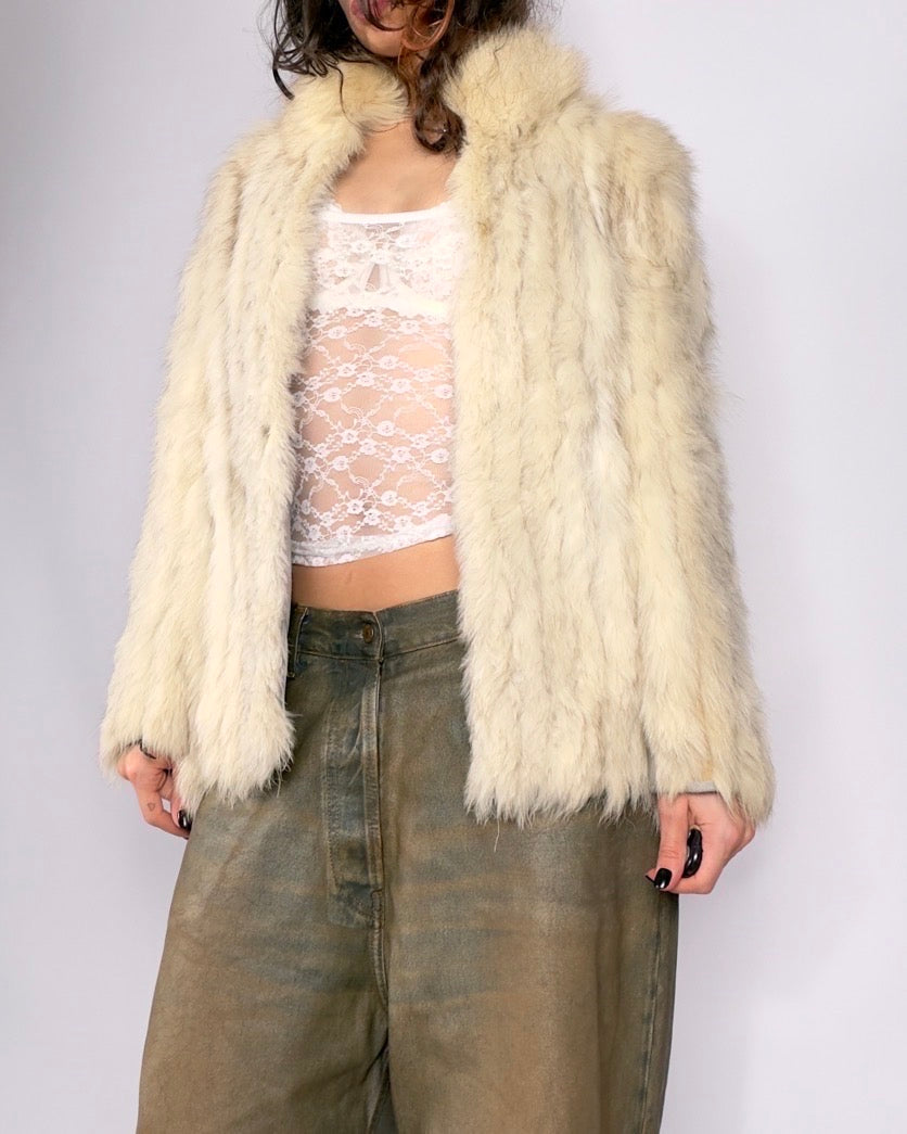 Vintage “Saga Fox” Arctic Fox Cream Coat — S/M