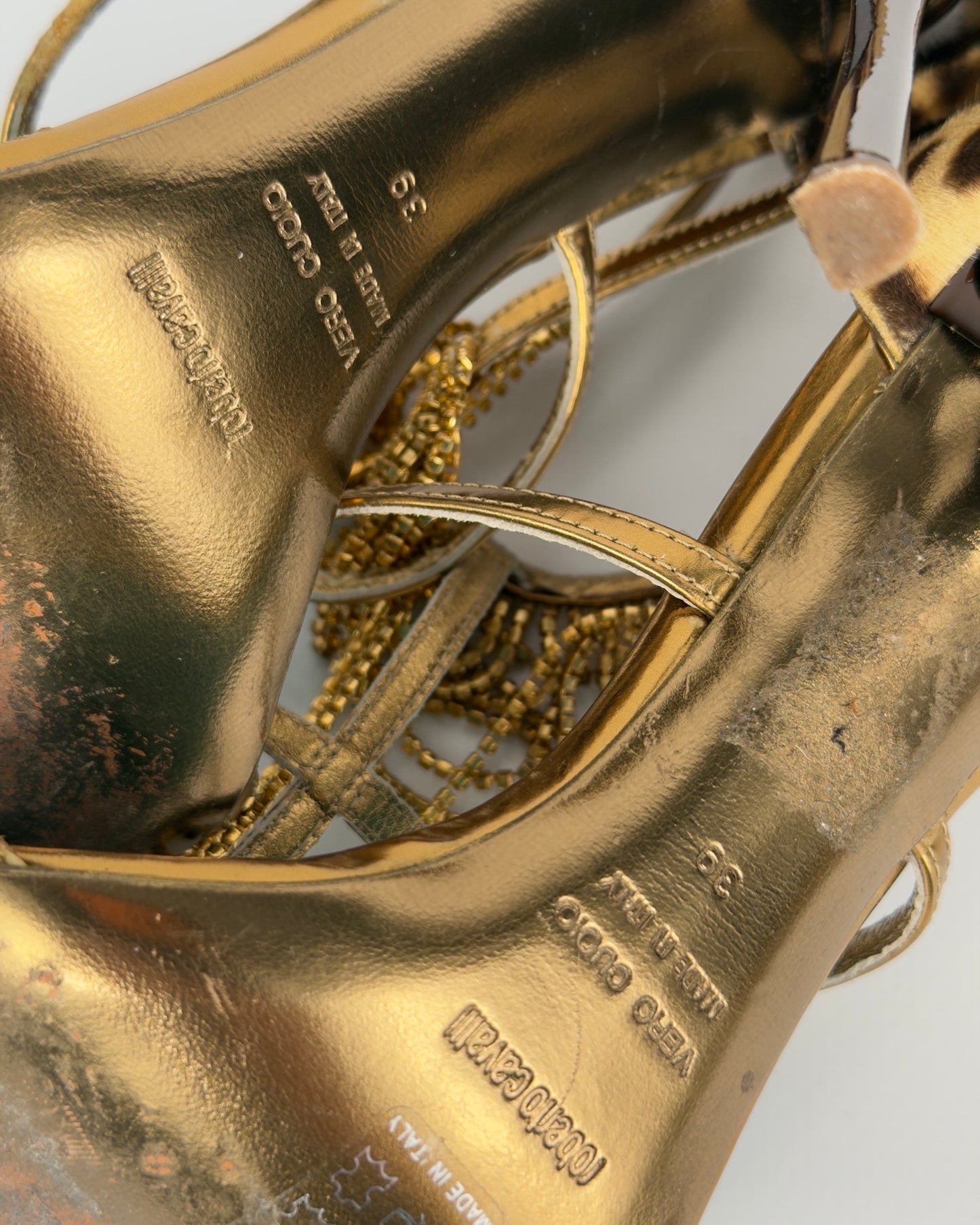 Roberto Cavalli Vintage Scarab Heels — 39