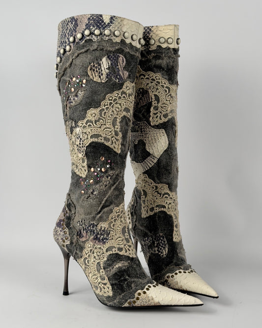 El Dante’s Vintage Denim Boots — 38/39