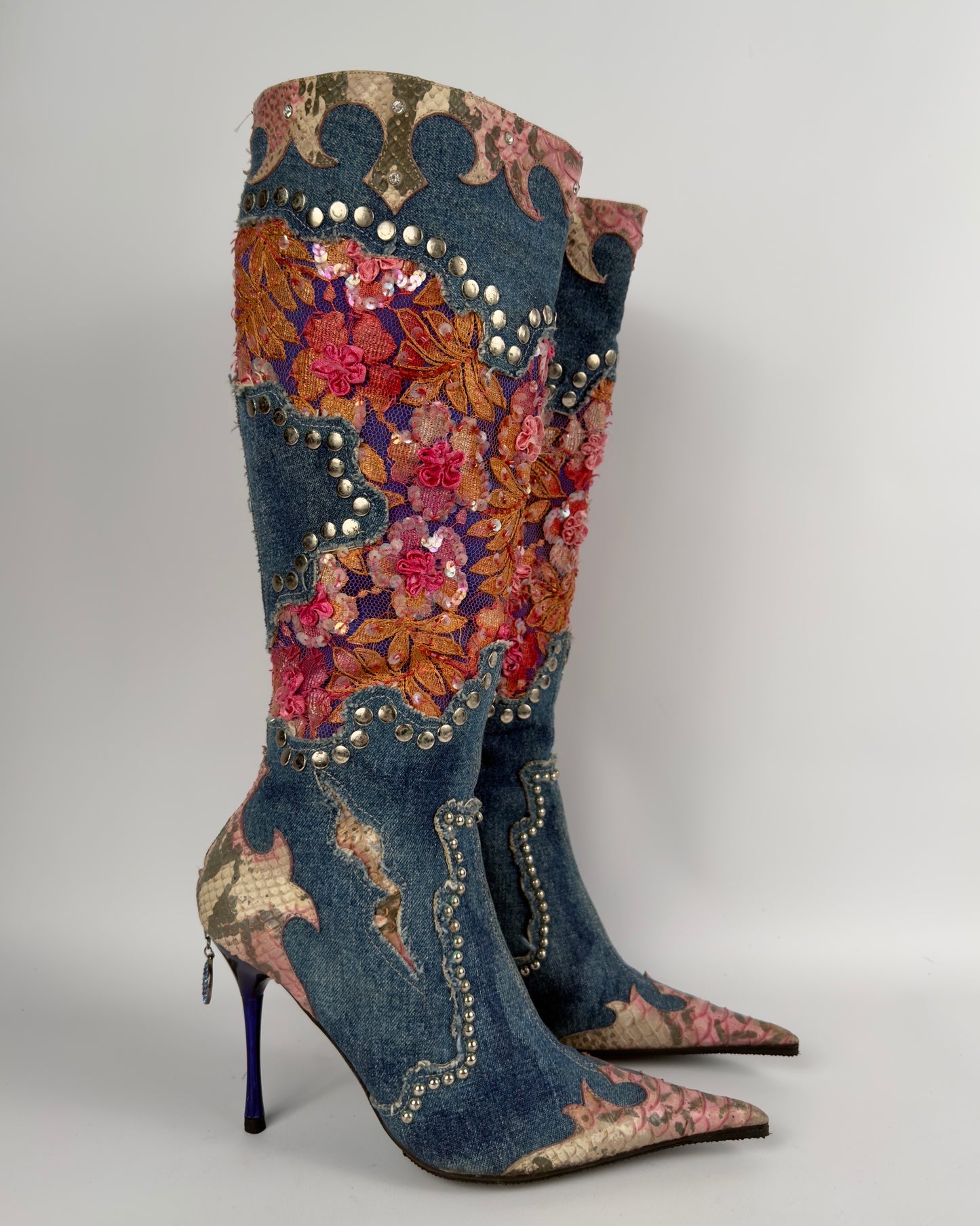 El Dante’s Couture Vintage Denim Boots