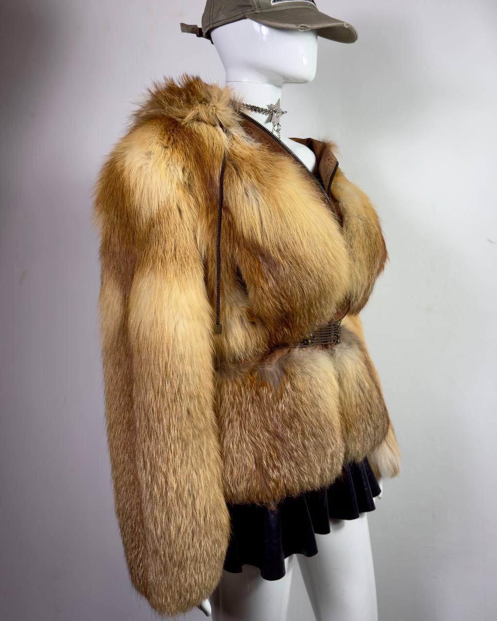 Vintage Fox Fur Hooded Jacket S/L