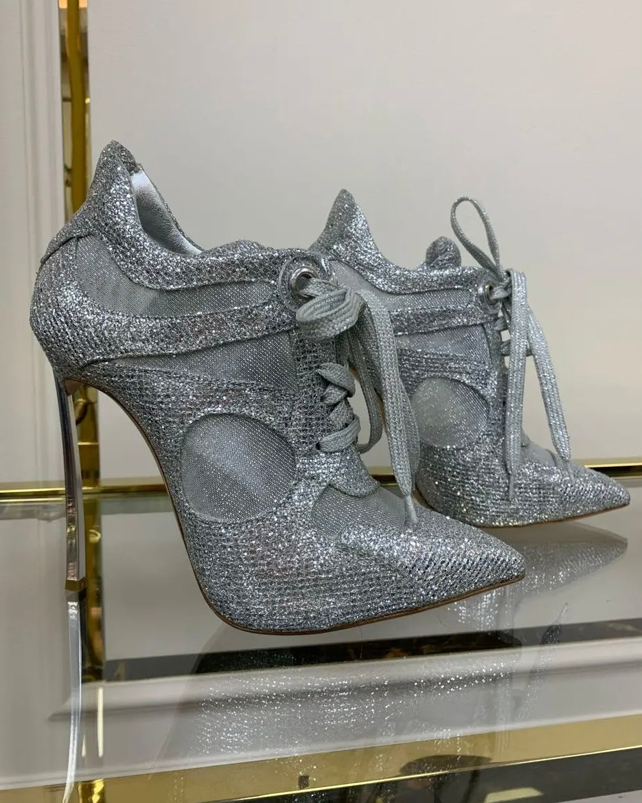Casadei Silver Sneaker Booties — 37