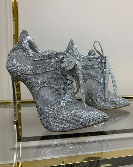 Casadei Silver Sneaker Booties — 37